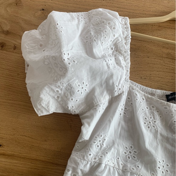 Meadow Rhodes Eyelet Tiered Maxi Dress Puff Short Sleeve Shirred Back NWT - Picture 10 of 12